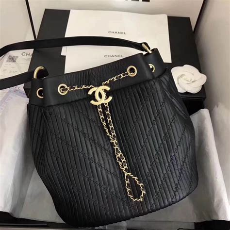 chanel coco pleats calfskin drawstring bag a91759 black|香奈儿.